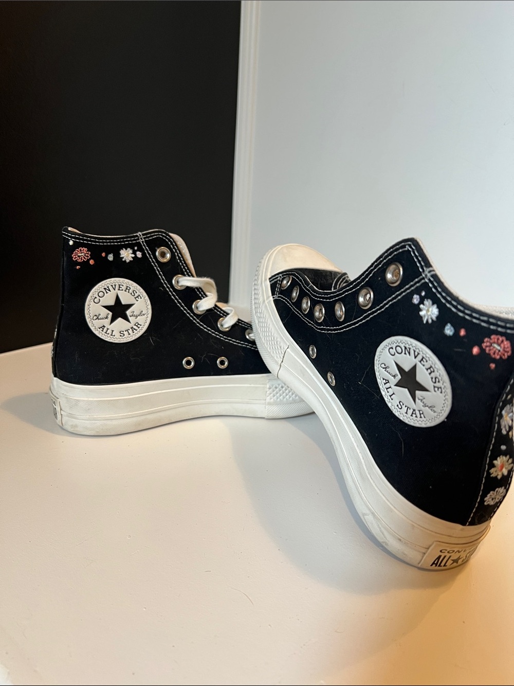 Converse Kids Black Floral High-Top Sneakers